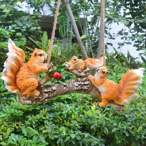 Pastoral Simulation Squirrel Resin Sculpture Ornaments Courtyard Tree Accessories Crafts Outdoor Garden Figurines Decoration Art