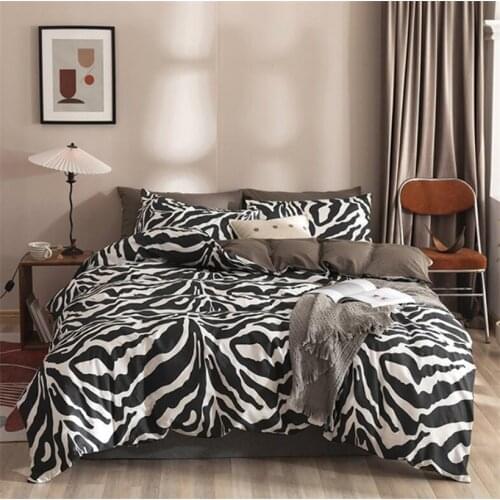 Gray Zebra Printed Child Duvet Cover Bed Sheet Set Quilt Cover Pillowcase Single Twin Queen King Size Bed Cover Sets Bedclothes