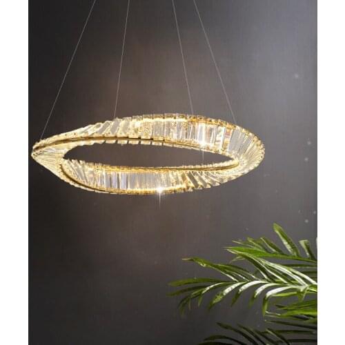 Postmodern American Simple And Atmospheric Household Crystal Chandelier Living Room Lamp Bedroom Dining Room Led Circle Lamp