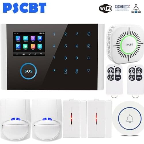 PSCBT WIFI GSM Home Alarm System Touch Screen Dial Phone APP Remote Control PIR Door Window Sensor