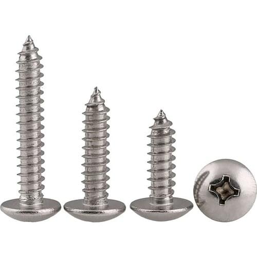 Phillips Truss Mushroom Head Self Tapping Screws M3 M4 M5 M6 Round Large Flat Head Cross Wood Screw 304 A2 Stainless Steel