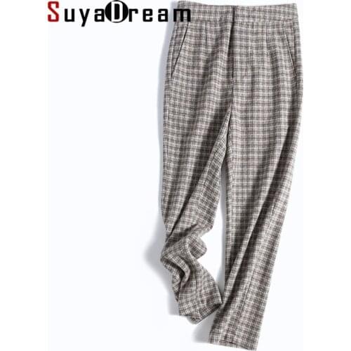SuyaDream Women's Plaid Trousers