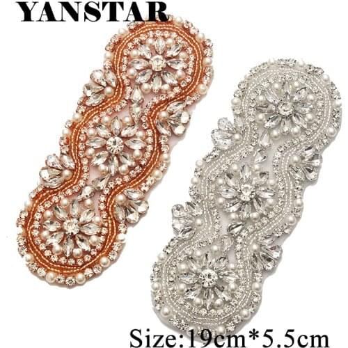 YANSTAR (5pcs) Wholesale Bridal Belt Beaded Crystal Rhinestonesd Appliques Accessory Sewing On Wedding Dress Sash YS928