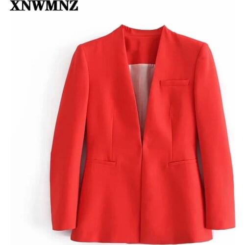 Spring autumn women high quality OL Office casual coat v neck Suits jacket Long Sleeve Outerwear pocket versatile Blazer Za 2021