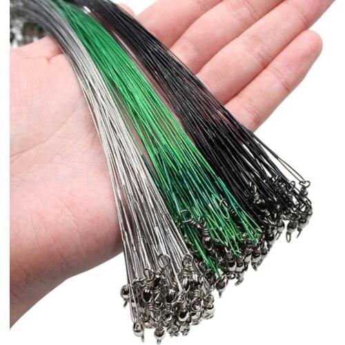 10pcs/lot Anti-bite Fishing Wire Line Leash Lure Fishhook Line Trace Wire Leader Swivel Stainless Steel Rolling Swivels 2 Colors