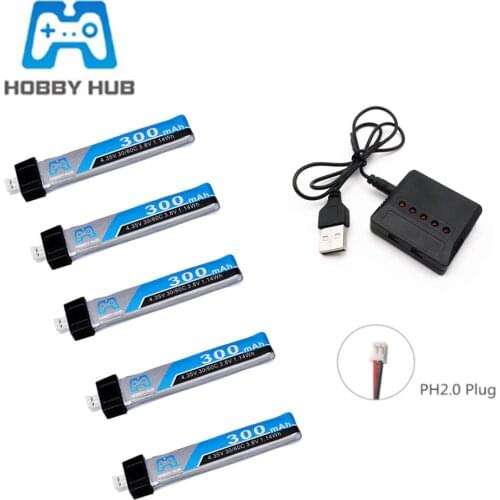 1s 3.8V 300mAh 30C 4.35V Lipo Battery PH2.0 Plug and Charger Sets For UK65 US65 Blade Inductrix 65S UR65 Drone