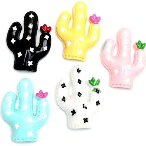 20PCS Resin Cabochon 30x22mm Mixed Cactus Decoration Crafts Flatback Embellishments For Scrapbooking DIY Accessories