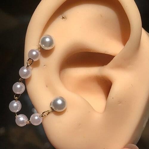 2021 Christmas Gift 16G 20G Stainless Steel Opal Labret Daith Piercing Septum Clicker Pearl Tragus Dangle Earrings For Woman