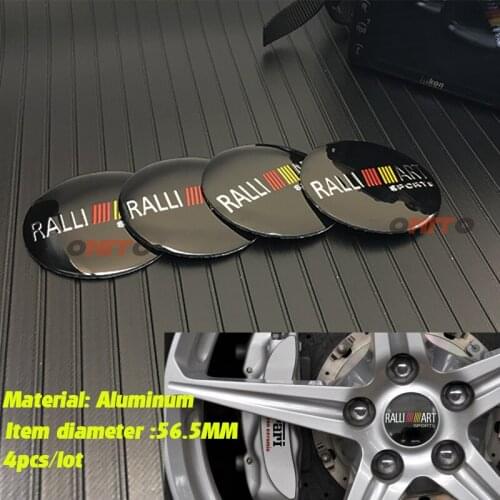 4PCS 56.5mm RALLI ART Sports Car Steering tire Wheel Center car sticker Hub Cap Badge Decals For mitsubishi lancer asx outlander