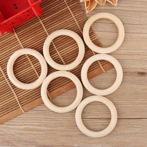 5Pcs Wooden Teething Beads Wooden Rings Baby Teethers Baby Accessories For Baby Necklace Bracelet Making DIY Craft