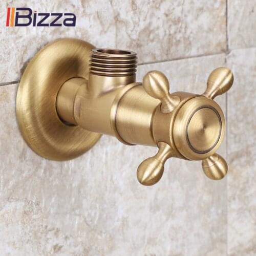 Antique Brass Triangle Valve Water Control Faucet Stop Bathroom Accessories Kitchen 1/2" Angle Valve Wall Toilet Filling Valves