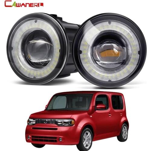 2 X Car LED Fog Light Assembly Angel Eye Daytime Running Light DRL 30W 8000LM 12V For Nissan Cube Z12 Hatchback 2010-2014