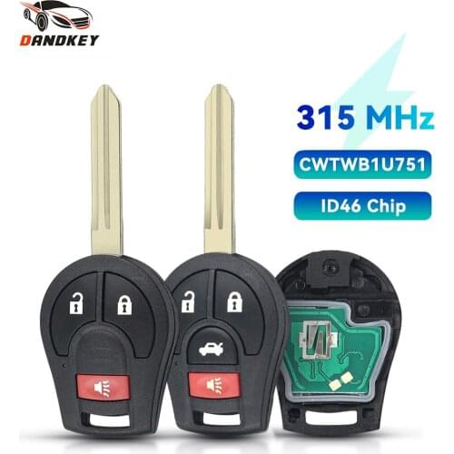 Dandkey 3/4 Buttons 315MHZ Car Remote Key For Nissan Rogue Versa Tiida 2008 - 2016 Keyless Entry With ID46 Chip Fob CWTWB1U751