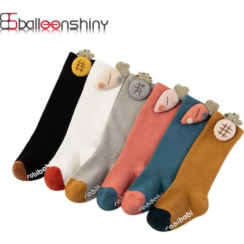 Balleenshiny Cartoon Baby Girls Socks Cotton Autumn Winter New Soft Long Socks Pineapple Child Kids Leg Warmers Socks For 1-3Y