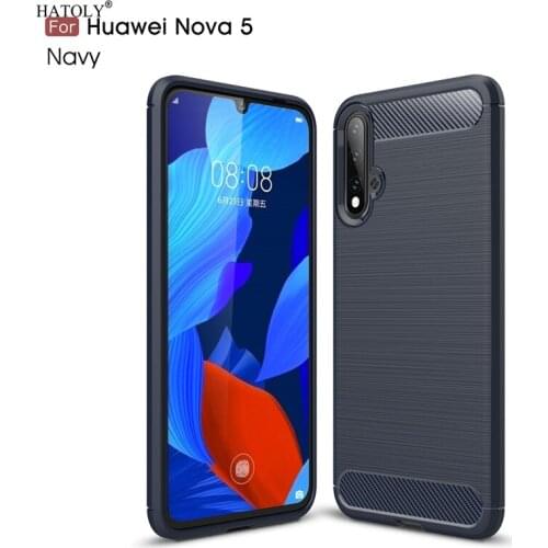 For Cover Huawei Nova 5 Case Shockproof Soft Cover For Huawei Nova 5 Carbon Fiber Silicone Phone Bumper Case For Huawei Nova 5