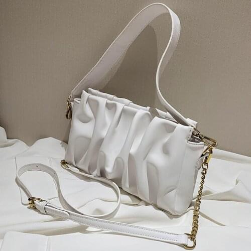 Folds Design PU Leather Crossbody Bags For Women 2021 Elegant Solid Color Shoulder Handbags Female Travel Cross Body Bag