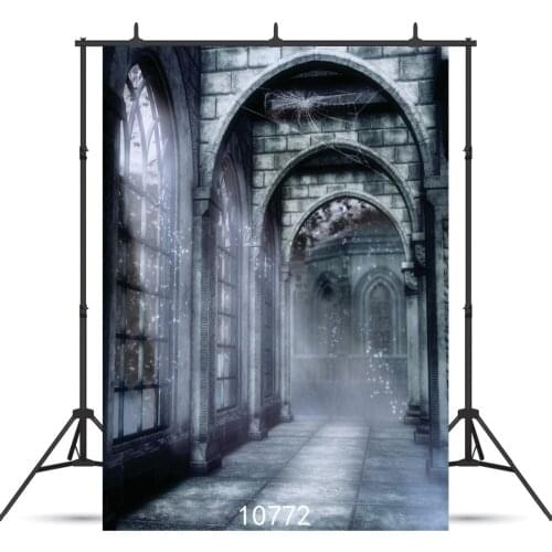 Halloween Backgrounds Weird Castle Corridor Moon Light Photo Shoot Customise Vinyl Photography Backdrops for Photo Studio