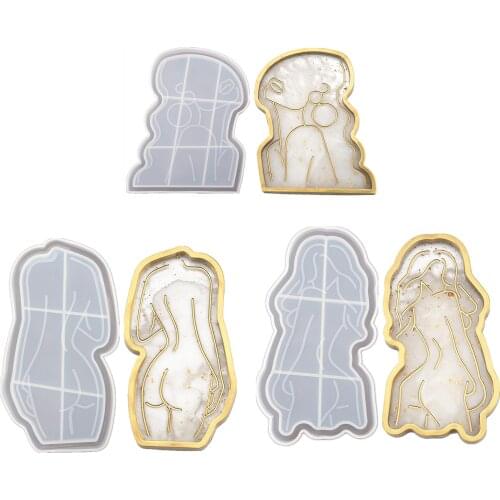 Girl Model Tray Mold Abstract Body Art Crystal Epoxy Silicone Mold For Resin Craft Casting Key Holder Coaster Making Mould