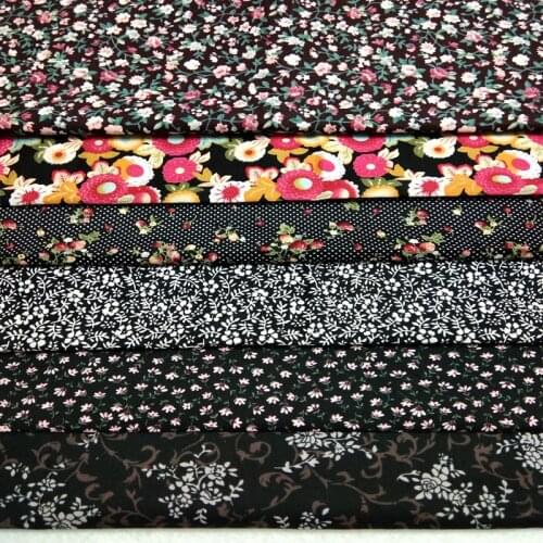 50x145cm Royal Black Blooming Flower Printed Cotton Poplin Fabric Floral Poplin Fabric Patchwork Baby Cloth Dress Bedding Decor