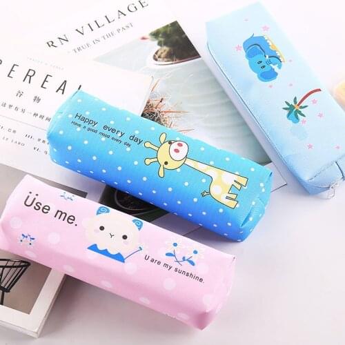 Creative Animal PU Pencil Case Zipper Pencil Bags Pen Holders Simple Design Style Canvas Pencil Box School Supplies Stationery