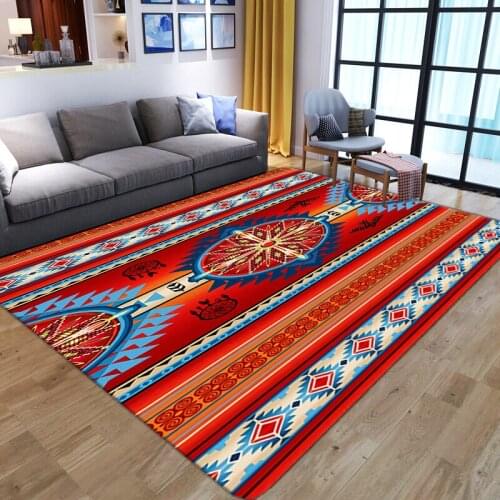 Classical ethnic style Geometric printed carpet soft Flannel Large Carpets child Non-slip Tatami Mat Bedroom Home Lving Room Rug