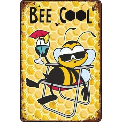 Bee Cool Retro Metal Tin Sign Plaque Poster Wall Decor Art Shabby Chic Gift Farmhouse Decor Metal Decor Room Decoration Men