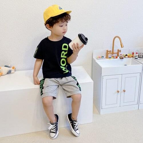 Summer Kids Clothing Sets 2021 New Arrival Baby Boys Casual Sport Suits Cotton Letter T-shirts Shorts Boy 2pcs Set Child Clothes