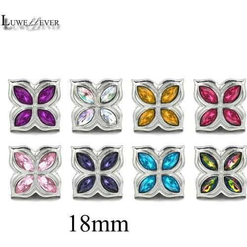 Luwellever Component w118 Flower Crystal 18mm Metal Snap Button For Bracelet Necklace Jewelry Accessorie Findings