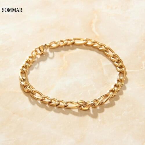 SOMMAR 2020 trendy Gold color length 18 cm adjust women Charms Stainless Steel bracelet Geometric erkek bileklik jewelry