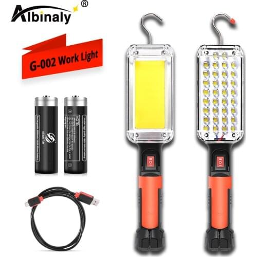 Powerful LED Work Light Portable COB Camping Lantern USB Rechargeable Work Lamp with Magnet Hook Waterproof 18650 Flashlight