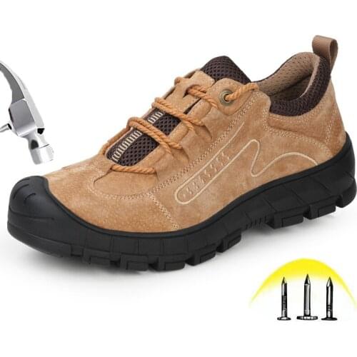 Steel toe Safety Shoes for Men Autumn and Winter Male Light Wear-resistant Protective Boots Soft Comfortable Suede Work Shoes