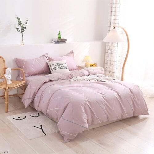 Soft Duvet Cover Set King Size Cotton Bed Set 3/4pcs Easy Care Pink