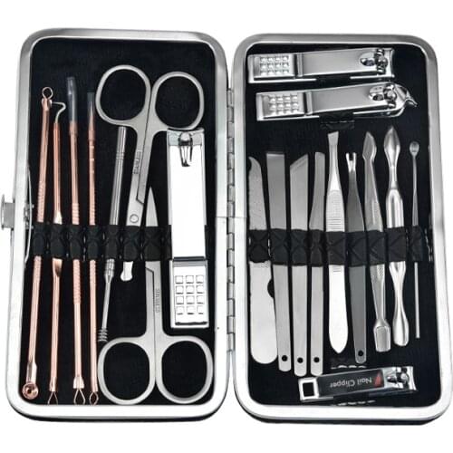 20 Pcs Stainless Steel Nail Care Make Up Kit Manicure Set and Kit Pedicure Scissor Tweezer Knife Ear Pick Nail Clipper Kit