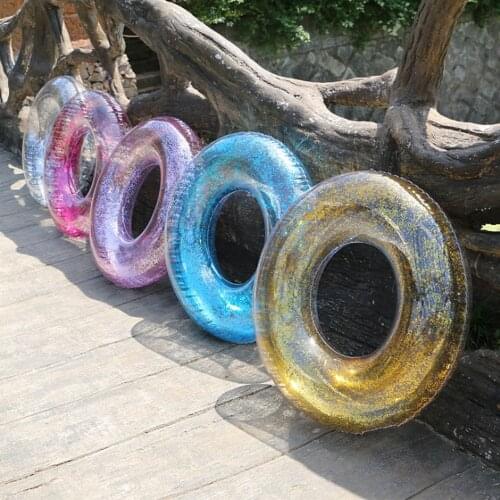 70cm Child Inflatable Swimming Ring Transparent PVC Swimming Circle Kids Colorful Glitter Swim Circle Floating baby pool float