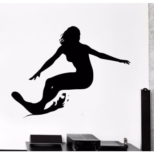 Surf Girl Wall Decal for Girls Room Removable Wall Stickers Surfing Water Sport Home Interior Decoration Living Room Decals S124