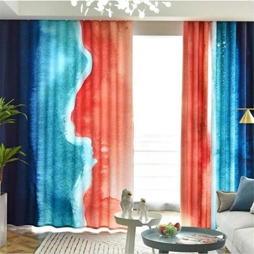 New curtains custom living room bedroom simple modern abstract watercolor curtains personality creative blackout curtains