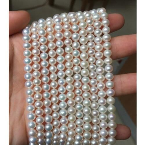 Freshwater Pearl Necklaces Round Shape Beads with Size 5.5-6mm Perfect Luster for Jewelry DIY Loose Pearl Strands Necklace