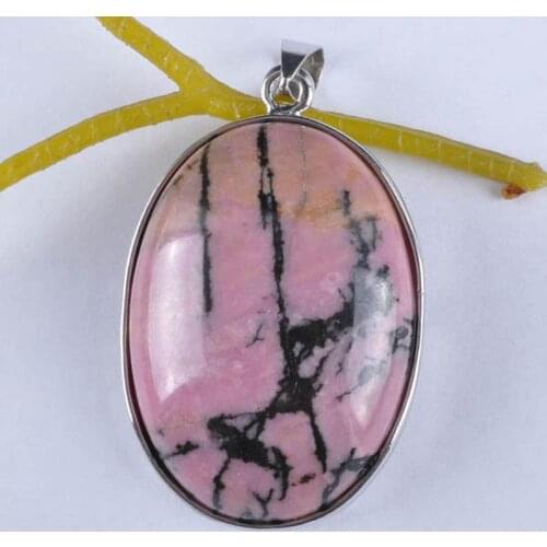 Natural Rhodonite Bead Oval GEM Pendant Jewelry S940