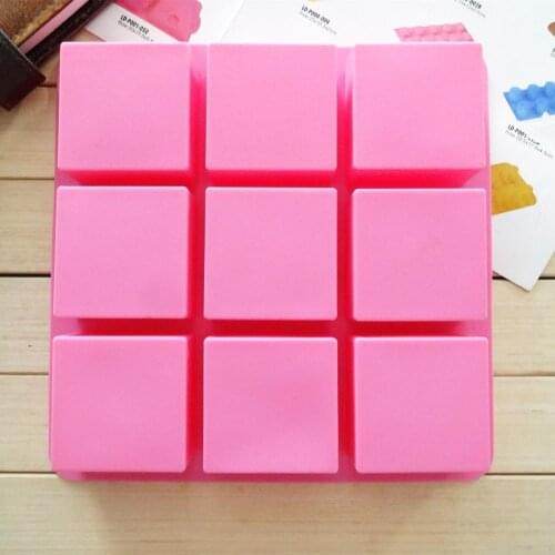 Durable 9 Cavities Square Silicone Ice Cube Tray Maker Cookie Mold DIY Baking Tools Food Grade Ice Tray Random Color Tools
