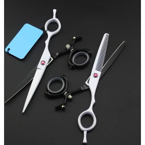 Professional Japan steel 6 '' Rotate white cut hair scissors haircut scissor thinning barber cutting shears hairdresser scissors