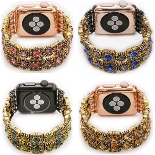 Luxury gold diamond strap for Apple Watch strap 38mm 42mm 40mm 44mm metal strap, suitable for iwatch series SE 6 5 4 3 bracelet