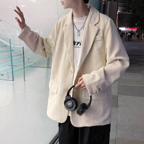 PR 2021 Autumn Hong Kong Style Trend Of Mens Corduroy Jacket Streetwear Hip Hop Mens Hooded Coats Male Casual Loose Outerwear