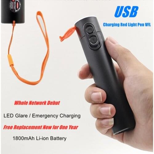 DHL Free Shipping TriBrer USB Charging 10km Red Fiber Pen Rechargeable 20mW Red Light Source test Polishing Pen 30mW VFL 1800mAh
