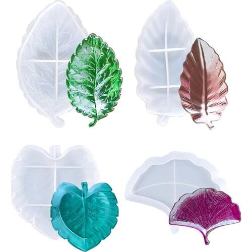 14.7-18.3CM Silicone Epoxy Resin Molds Leaves Dried Flower Decorative Craft Jewelry Storage Tray Dish Mould for DIY Handmade