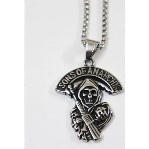 Sons Of Biker Rider Nckelace For Motor Live to Ride Stainless Steel Motorcycles Skull Jewelry Anarchy Pendants Necklaces