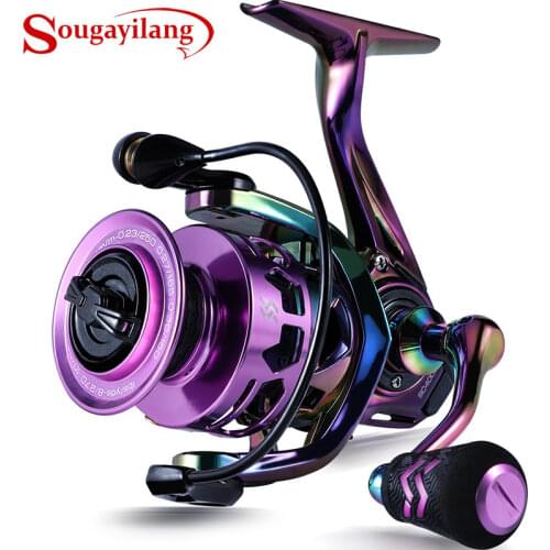 Sougayilang Colorful Spinning Fishing Reel Golf Handle Aluminum Alloy Spool Fishing Reel 8kg Drag Power Carp Fishing Tackles