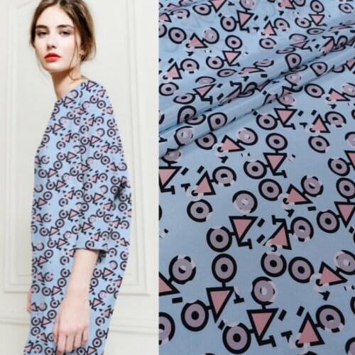 Geometric Cartoon Mulberry Silk Crepe De Chine Silk Digital Printed Fabric Summer Dress Shirt Fabrics for Sewing Home Textile