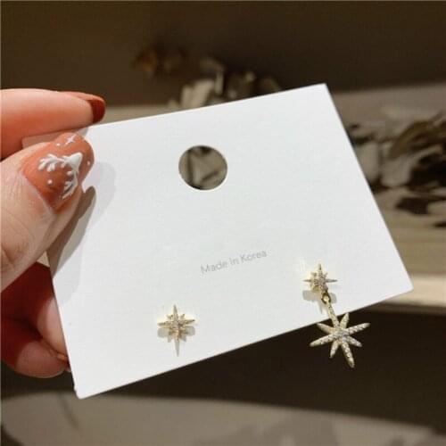 Zeojrlly Metal Women Trendy Stud Earrings Korean Simple Star Asymmetric Elegant Fashion Elegant Female Jewelry