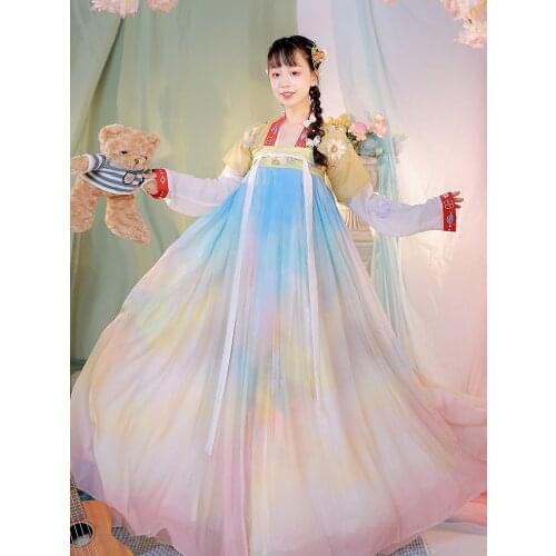 Ancient Fairy Tale Hanfu Womens Clothing Princess Tang Suit Chinese Traditional Costume