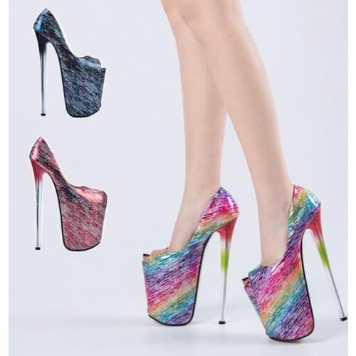 Womens Patent Leather Peep Toe Stiletto Heel Super High Heels Shoes Lady Sexy Nightclub Shoes Large Size 34-47 Size 22cm